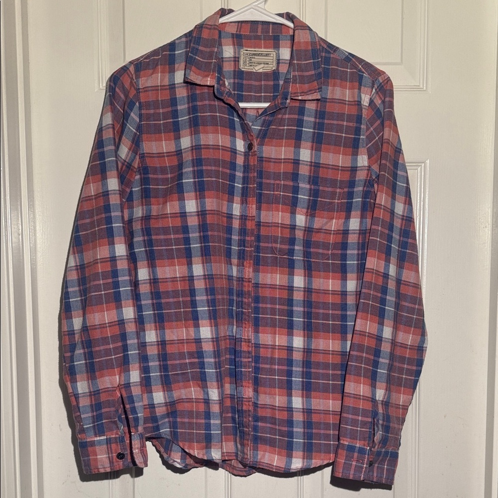 Current/Elliott Women’s  Pink and Blue Plaid Flannel Shirt
